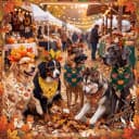 50 Pcs Fall Paw Print Dog Bandanas Bulk — Autumn Thanksgiving Party