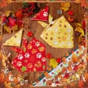 50 Pcs Fall Paw Print Dog Bandanas Bulk — Autumn Thanksgiving Party