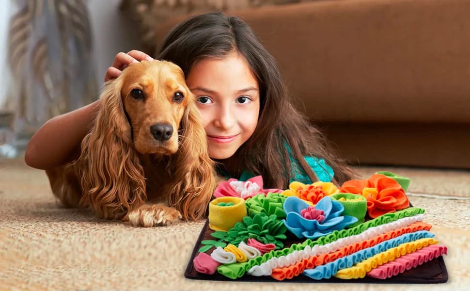 Snuffle Mat for Dogs — Sniff Mat Slow Feeding Mat for Small Pets Cats — Enjoying happy time with your lovely pets!