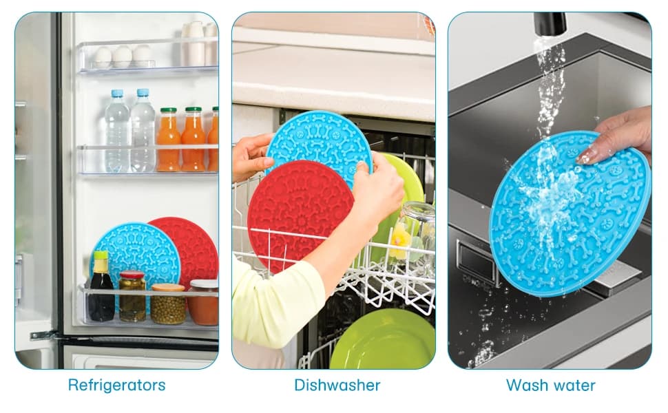 Dog Lick Pad, Pet Bathing Grooming Distraction Wall Mounted Silicone Slow Feeder Mat with Strong Suction, 2 Pack — product details
