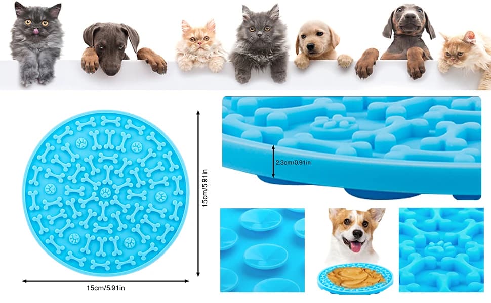 Dog Lick Pad, Pet Bathing Grooming Distraction Wall Mounted Silicone Slow Feeder Mat with Strong Suction, 2 Pack — product details