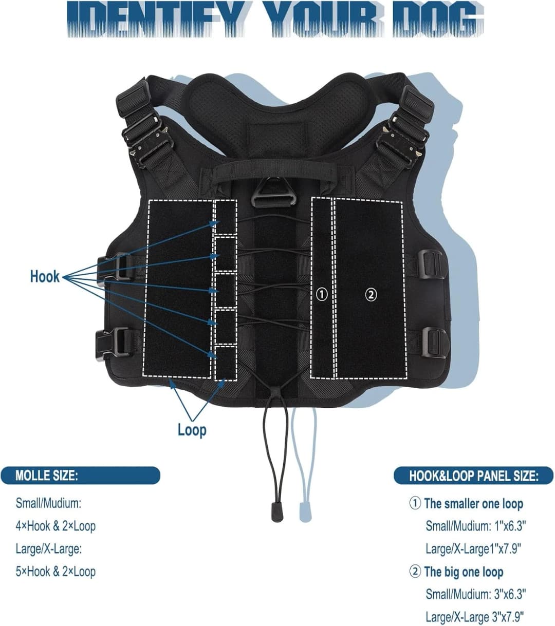 Tactical Dog Harness Service Vest for Medium Dogs Black M — Size M (35-65 lbs, Chest: 25–30", Neck: 25-30") / Black