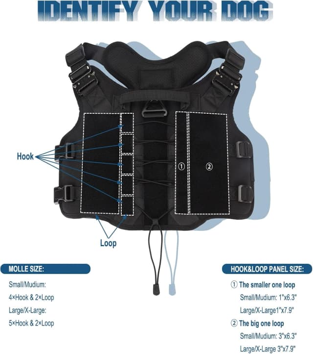 Tactical Dog Harness Service Vest for Medium Dogs Black M