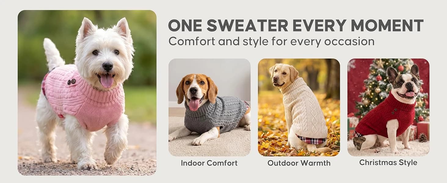 Dog Sweater for Small Dogs Turtleneck Thick Knit Pullover — product details