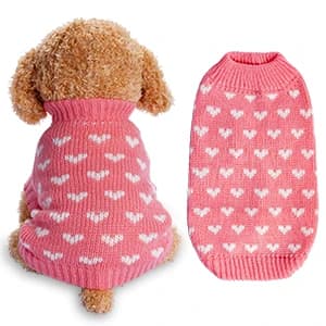 Dog Knitted Sweater Heart Puppy Sweater Warm Soft Pet Holiday Clothes for Small Dogs and Cats — Wide Application