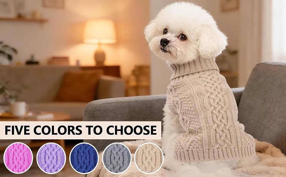 Dog Sweaters for Small Dogs Turtleneck Pullover Puppy Sweater Sleeveless Cable Knit Sweater for Chihuahua Soft — product details