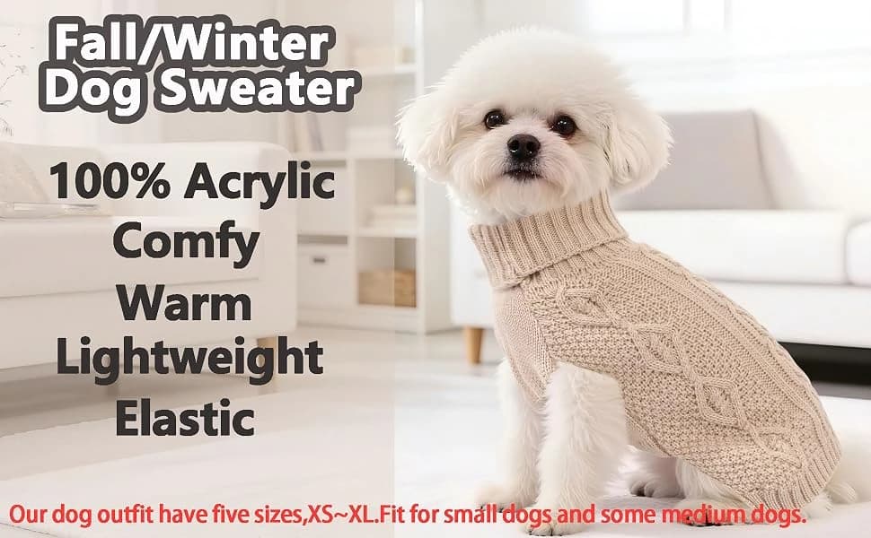 Dog Sweaters for Small Dogs Turtleneck Pullover Puppy Sweater Sleeveless Cable Knit Sweater for Chihuahua Soft — product details