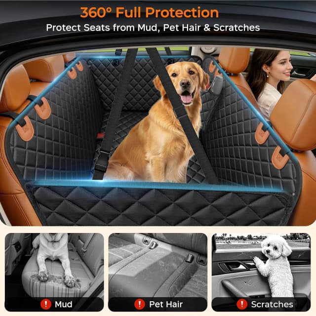 Dog Car Seat Cover for Back Seat — 100% Waterproof Hammock for Car