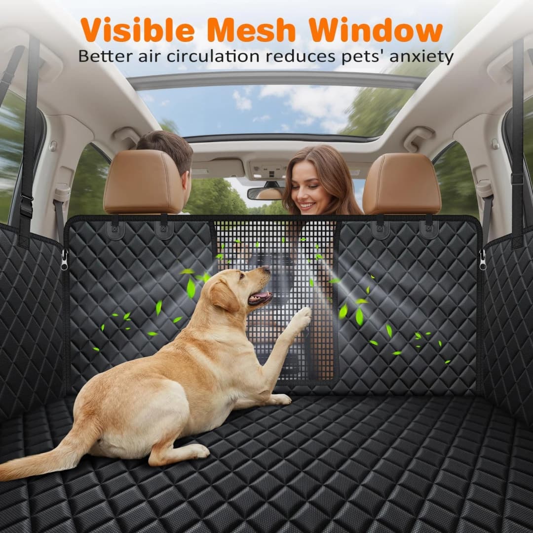 4 in 1 Dog Car Seat Cover for Back Seat — Waterproof Hammock — Black / Standard