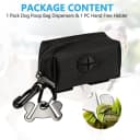 Dog Poop Bag Dispenser Holder — Soft Waste Bags Roll Holders Leash Clip Black