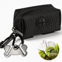 Dog Poop Bag Dispenser Holder — Soft Waste Bags Roll Holders Leash Clip Black