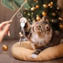 Cat Wand Toy Set — 2 PCS Interactive Cat Teaser Wands with Cute Bee & Mouse Designs