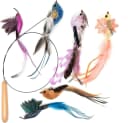 35" Steel Wire Cat Wand Toy and 6PCS Realistic Feather Bird Refills