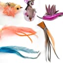 35" Steel Wire Cat Wand Toy and 6PCS Realistic Feather Bird Refills