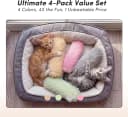 Catnip Cat Toys 4 Pack — Soft Cat Pillow Kicker Toys with Crinkle Sound