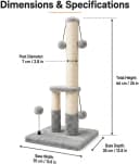 Tall Cat Scratching Post, Double Lower Posts Extra Stable Cat Post Tree Scratcher with Sisal Rope and Teasing 4