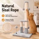 Tall Cat Scratching Post, Double Lower Posts Extra Stable Cat Post Tree Scratcher with Sisal Rope and Teasing 4