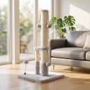 Tall Cat Scratching Post, Double Lower Posts Extra Stable Cat Post Tree Scratcher with Sisal Rope and Teasing 4