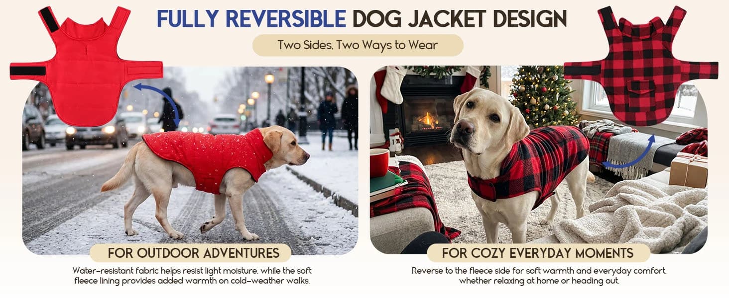 Reversible Dog Winter Coat — Dog Jacket for Small — product details