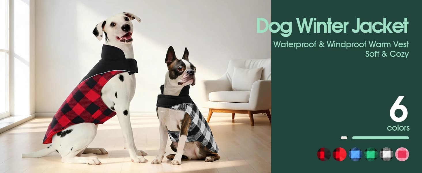 Dog Winter Coat — Reversible Waterproof Dog Jacket with Reflective Strip — product details