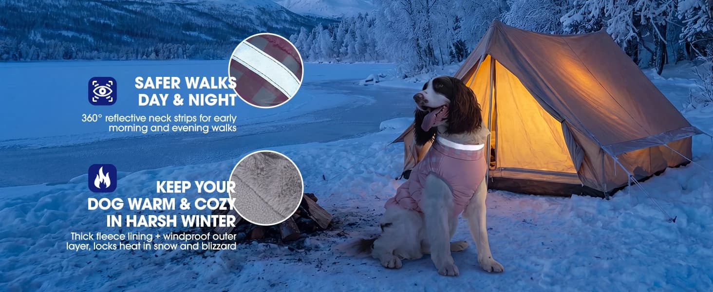 Dog Coat for Medium Dogs — Fleece Dog Winter Jacket with Harness — product details