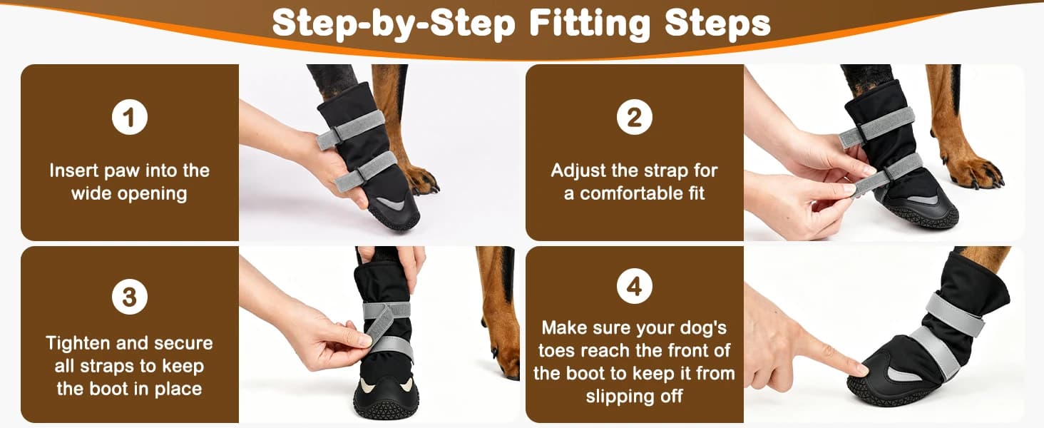 Dog Shoes for Winter Snow Waterproof Dog Boots with Fleece Lining — product details