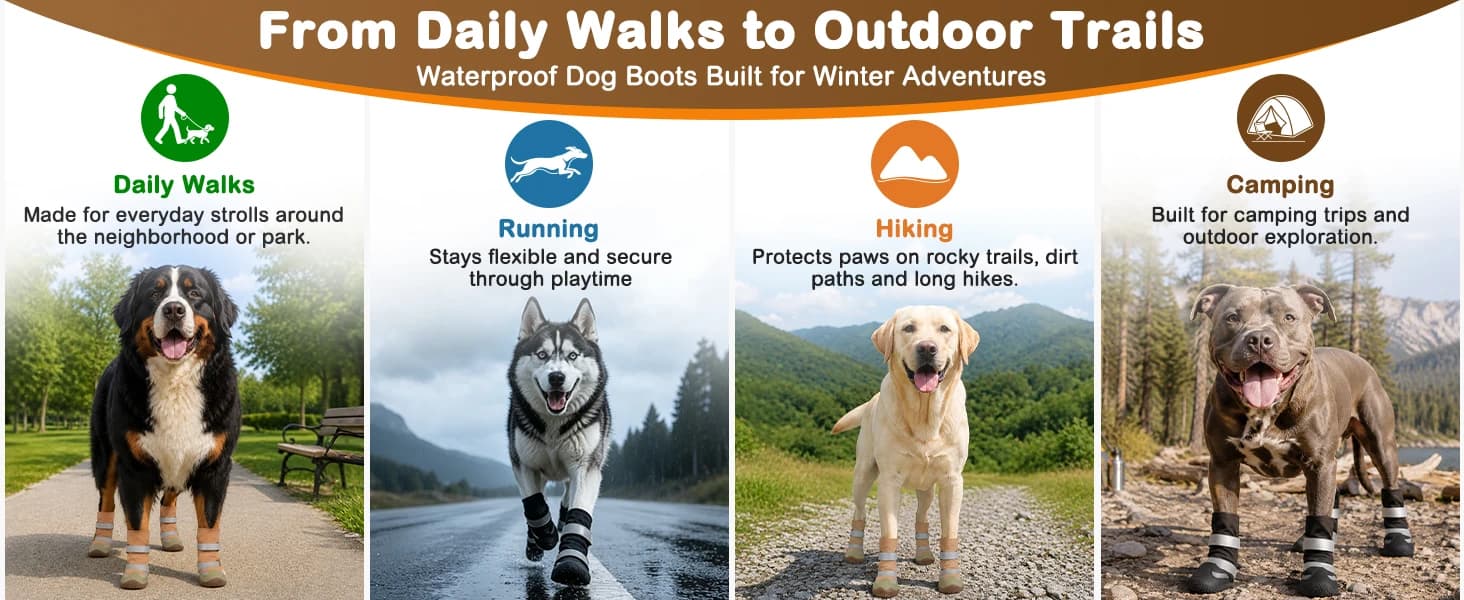 Dog Shoes for Winter Snow Waterproof Dog Boots with Fleece Lining — product details