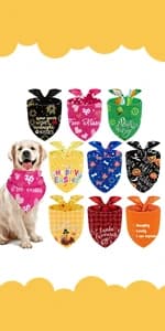 9 Pcs Holiday Dog Bandanas — Adjustable Washable Pet Scarves — product details