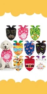 9 Pcs Holiday Dog Bandanas — Adjustable Washable Pet Scarves — product details