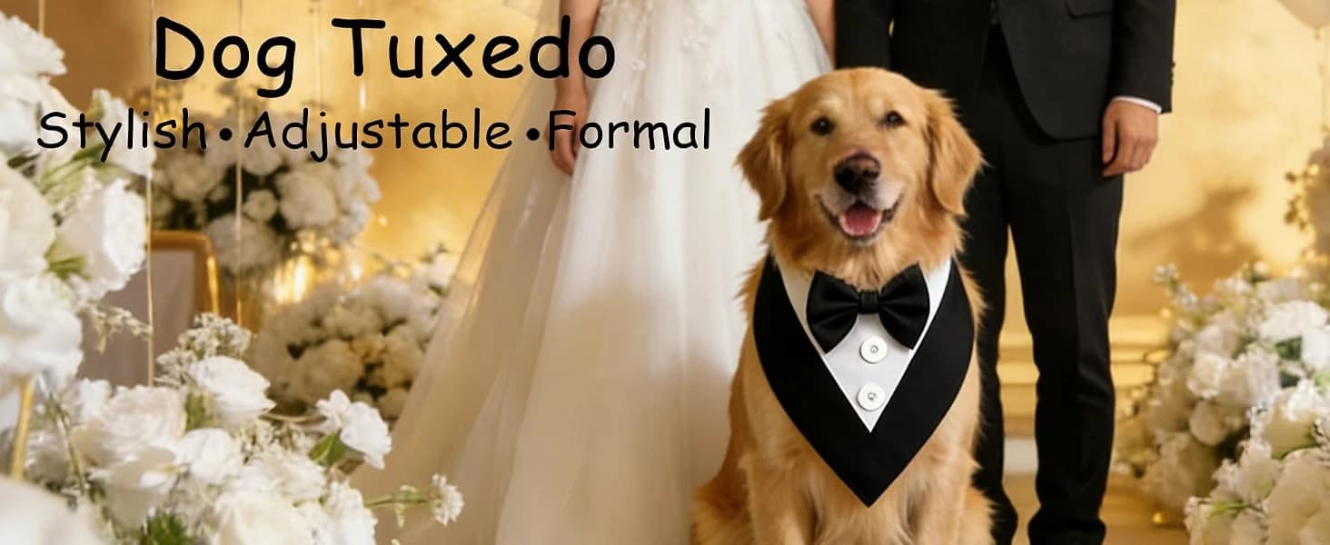 Dog Tuxedo Bandana — Wedding Birthday Dog Bow Tie — product details