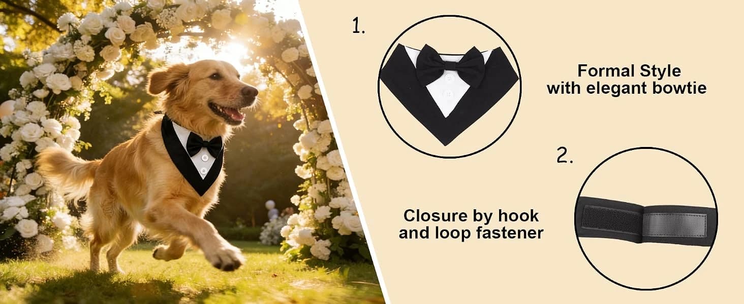 Dog Tuxedo Bandana — Wedding Birthday Dog Bow Tie — product details