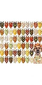 50 Pcs Fall Paw Print Dog Bandanas Bulk — Autumn Thanksgiving Party — product details