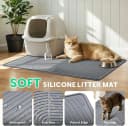 Cat Litter Mat — 40" x 28" Extra Large Silicone Waterproof Litter Trapping Mat for Scatter Control Soft on