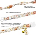 2 Pack Cotton Breakaway Cat Collars Set with Bell and Flower Pendant