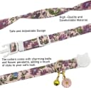 2 Pack Cotton Breakaway Cat Collars Set with Bell and Flower Pendant