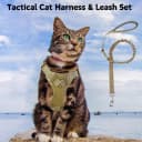 Tactical Cat Harness and Leash Set for Walking Escape Proof Adjustable Large Cat Vest Harness with Patches Soft