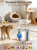 Cat Water Fountain Advanced 304 Stainless Steel 2.2L/74oz with Detachable Tank
