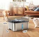 No Spill Dog Water Fountain Stainless Steel — Large 8L/2.1Gal Ultra Quiet