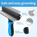 [ 2 in 1 design ] Undercoat Rake and Deshedding Tool for Dogs and Cats - Dematting Comb for Long Hair Pets