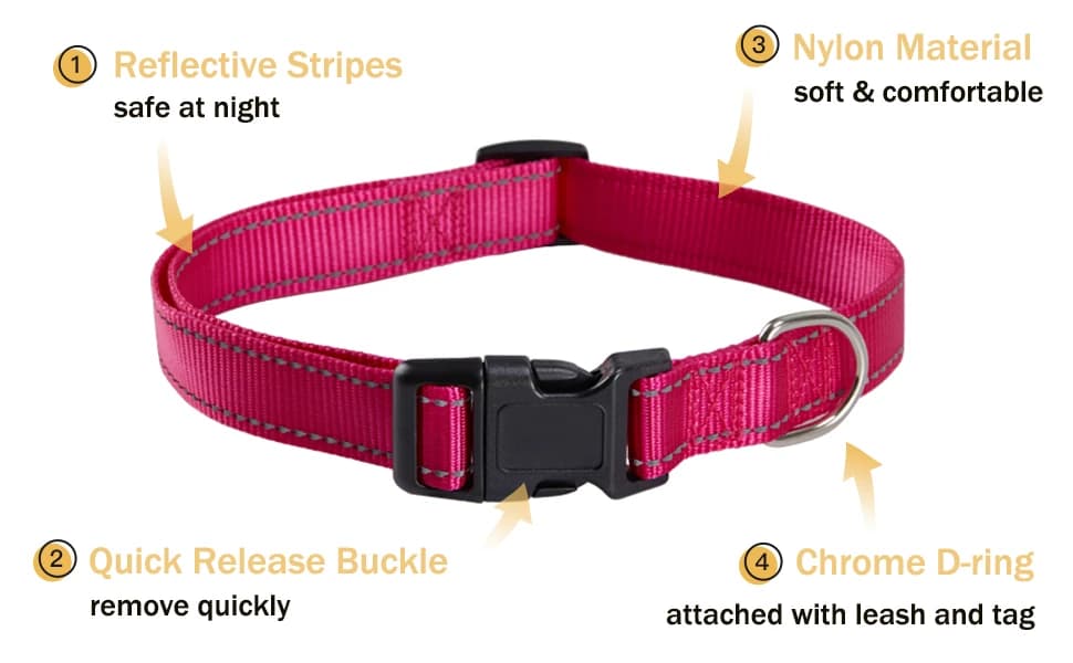 Reflective Dog Collar — Puppy Collar with Buckle Adjustable — product details