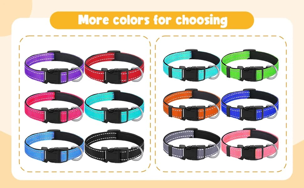 6 Pcs Reflective Dog Collar — Nylon Soft Adjustable — product details