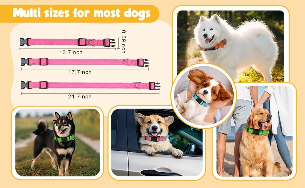 6 Pcs Reflective Dog Collar — Nylon Soft Adjustable — product details