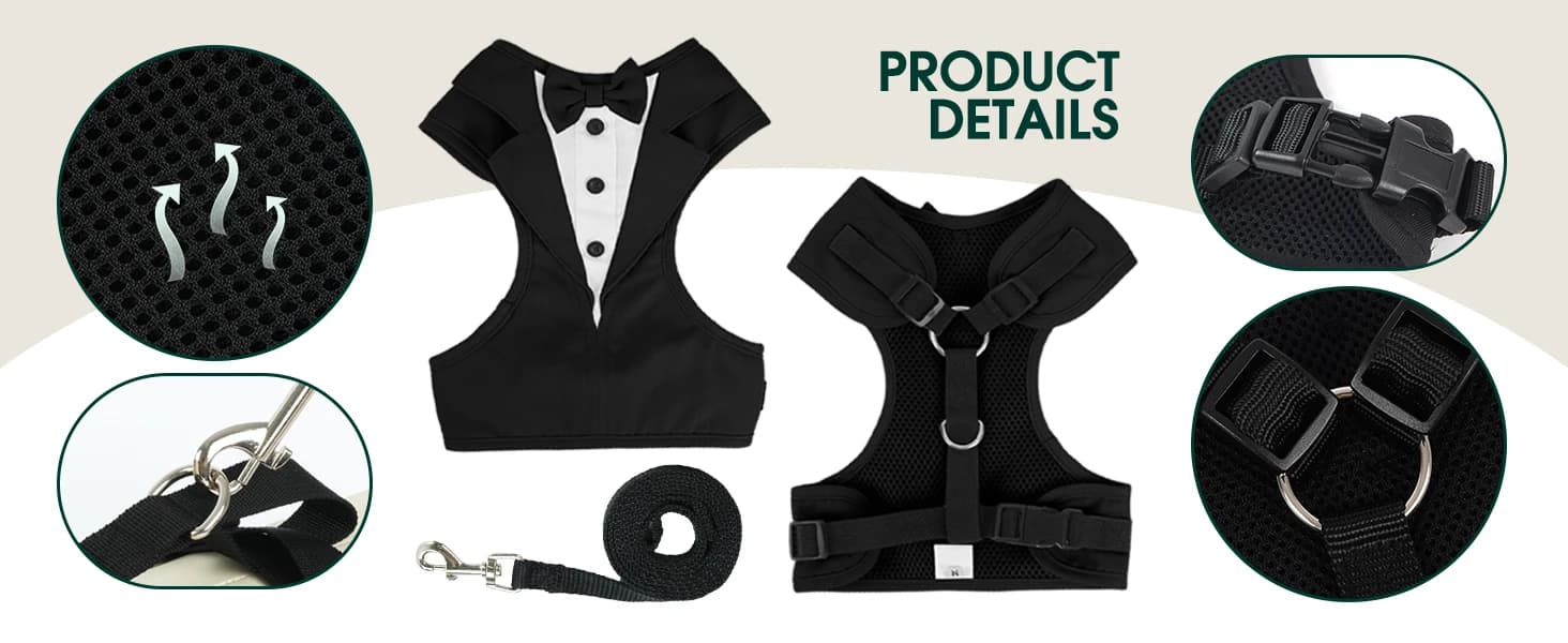 Dog Tuxedo Harness — Pet Harness No Pull for Small and Medium Dogs — Thoughtful Details Make the Difference