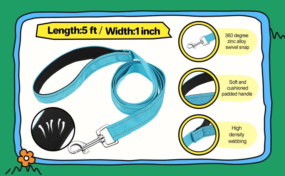 6 Pack Dog Leashes for Large Dogs — Reflective Nylon — product details