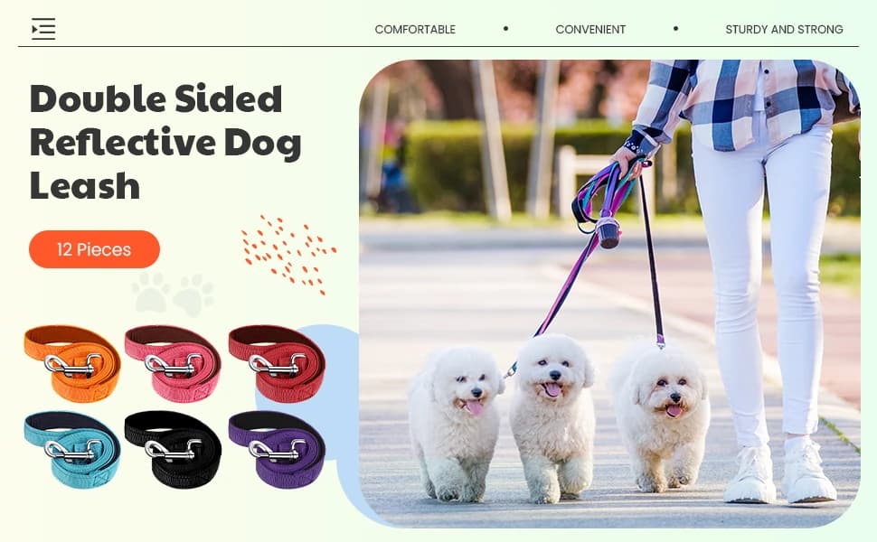 12 Pcs Double Sided Reflective Dog Leash — product details