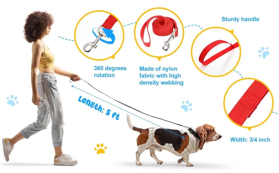 24 Pack Nylon Dog Training Leash Bulk 5 ft — product details