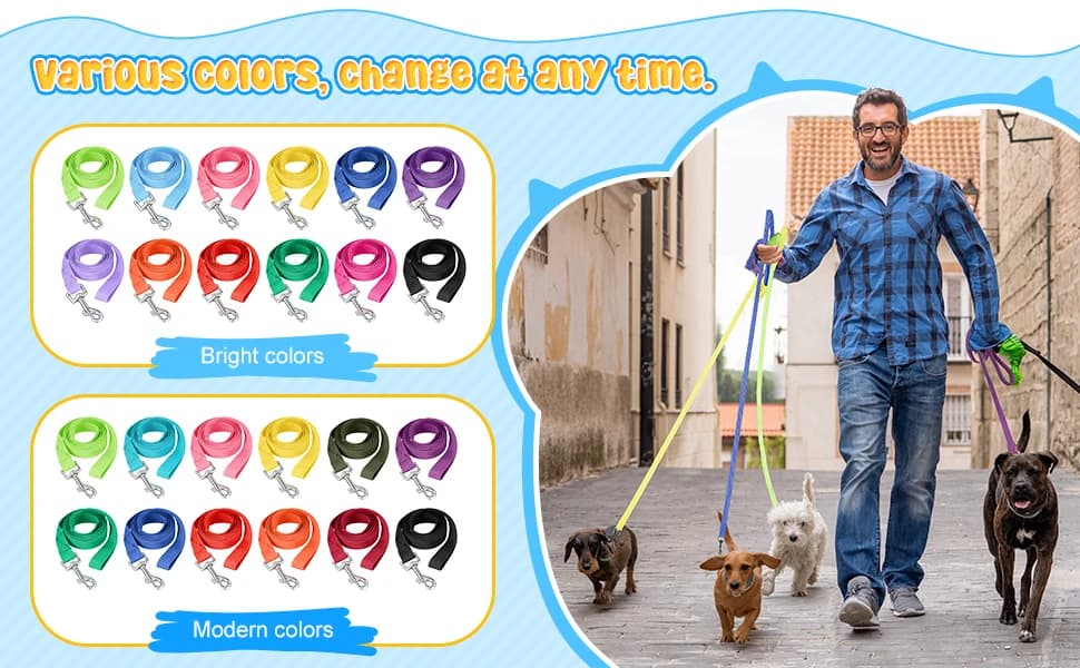 24 Pack Nylon Dog Training Leash Bulk 5 ft — product details