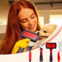 4 Pcs Dog Dematting Comb — Red and Black Classic Grooming Set