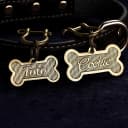 Personalized Brass Bone Shapes Dog Tag — Custom Engraved Pet Name ID Tag