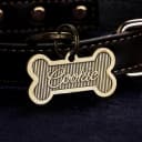 Personalized Brass Bone Shapes Dog Tag — Custom Engraved Pet Name ID Tag